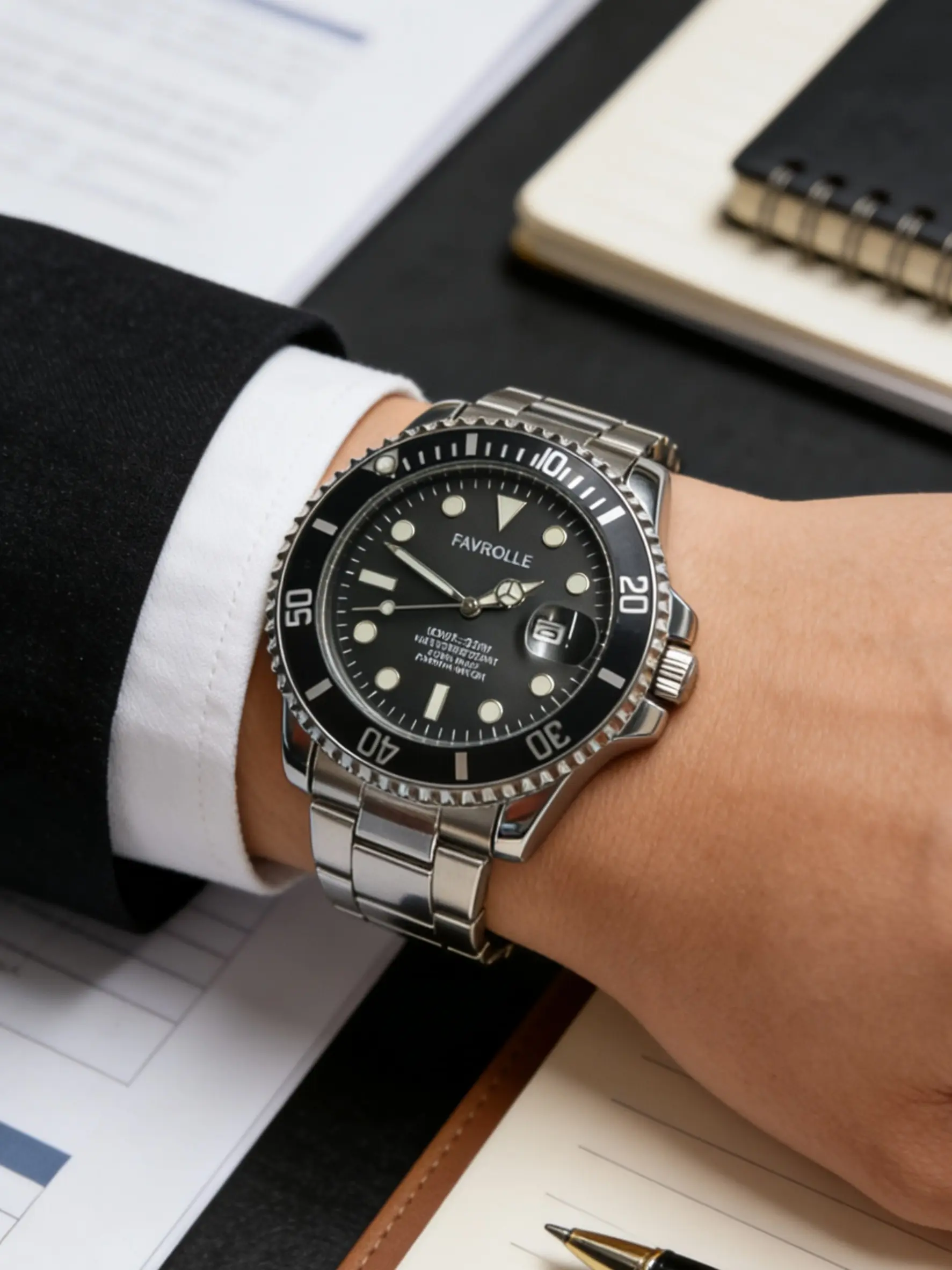 Water Ghost Series Fully Automatic Movement Watch for Men, Waterproof Luminous Dial, Business Men's Quartz Watch, Quartz Analog Wristwatch, Hollow Design, Butterfly Buckle Strap