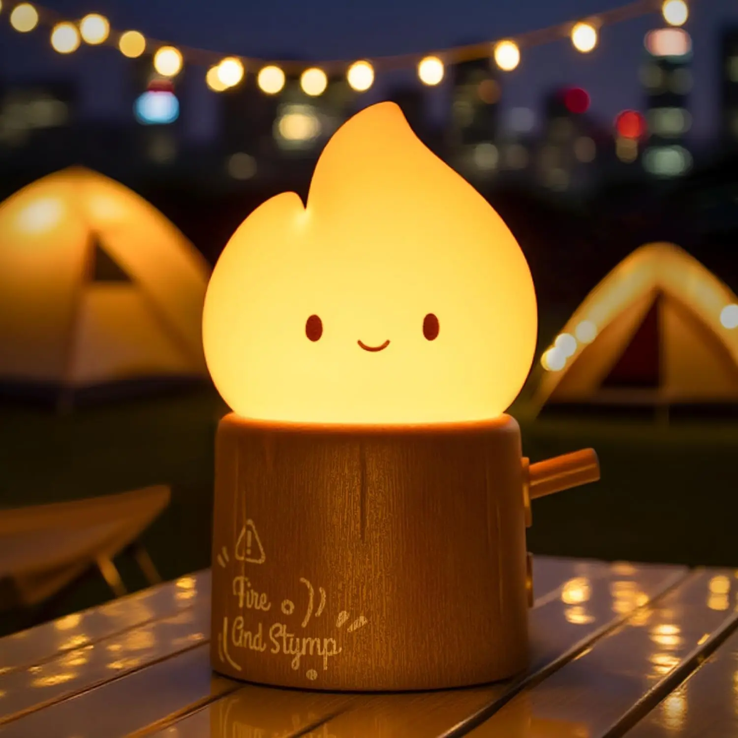 Flameless Candles Lamp, Cute Night Light,Torch Stump Light, LED Tea Lights Candles Rechargeable Night Light,Suitable for Kids lamp Bedroom,Outdoor,Camp, Gift, Christmas,Halloween