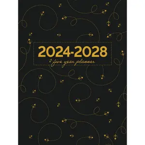 5 Year Monthly Planner 2024-2028 | Large | Cute Little Bumble Bees Buzzing on Black: Calendar Book (US Federal Holidays, Moon Phases, Vision Board) Five Years / 60 Months: January 2024 – December 2028 Paperback – August 25, 2023