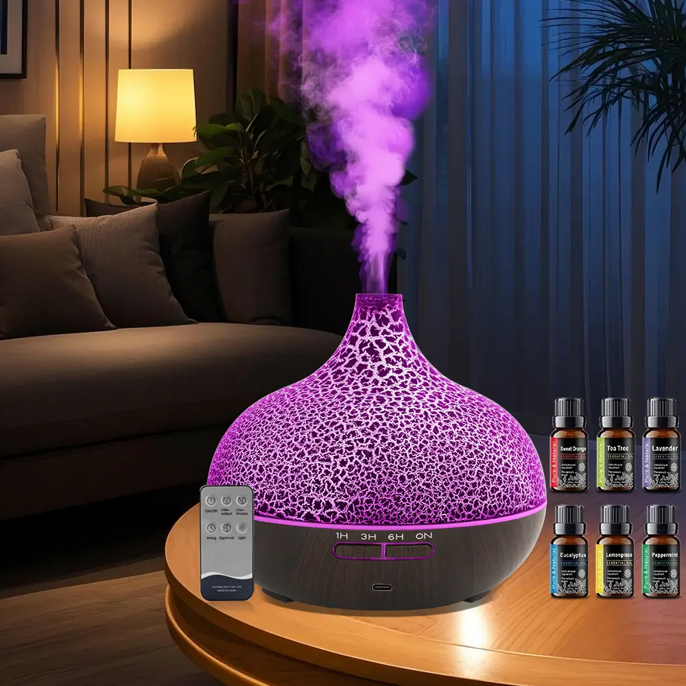 Air Humidifier & Essential Oil Diffuser Combo Ultrasonic Cool Mist Maker for Home Remote Control Quiet Smell Distributor for Large Rooms 550ML Capacity with LED Lights and Auto Shut-off Feature