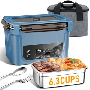 Fiambrera Eléctrica Inalámbrica de 1.5L, Lonchera Autocalentable con Batería y Calentamiento Automático, Sin BPA, Calentador de Comida Portátil para Trabajo, Obra, Camión y Viaje