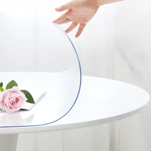 54 Inch Round Clear Plastic Table Protector PVC Tablecloth Protective Cover Pad for Dining Room Wood Furniture Kitchen Countertop Coffee Table
