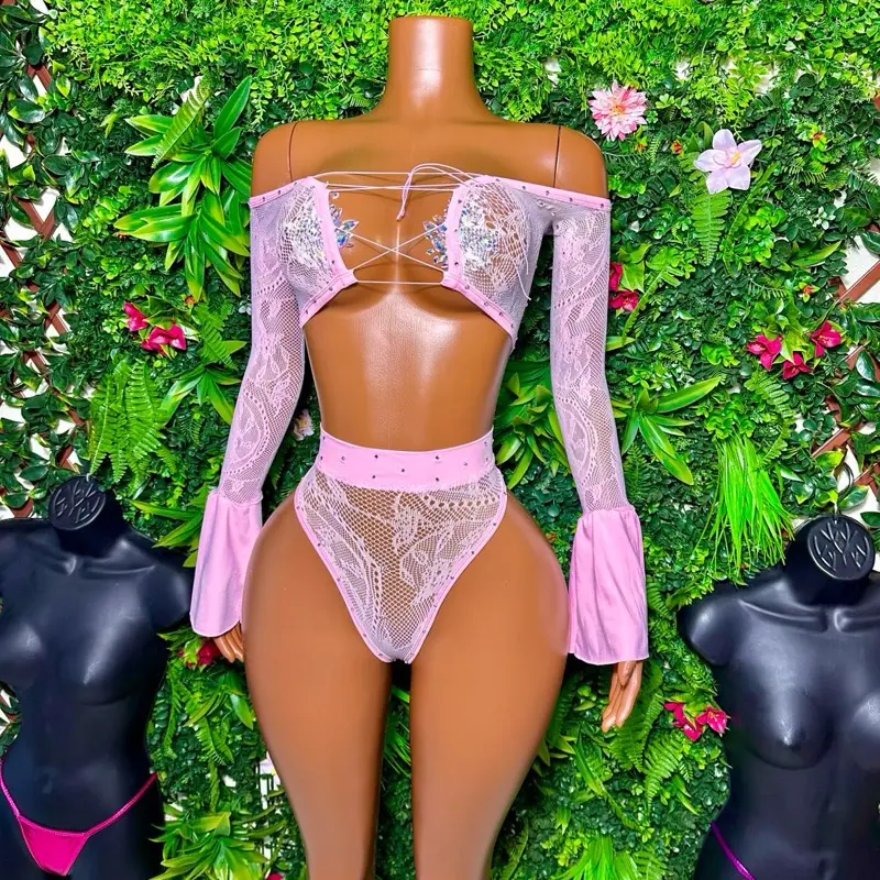 Fantasy ( Pink flare sleeve w/ high waist thong)