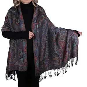 Women's Pashmina Shawl Wrap Paisley Embroidered Style Luxury Colorful Scarf