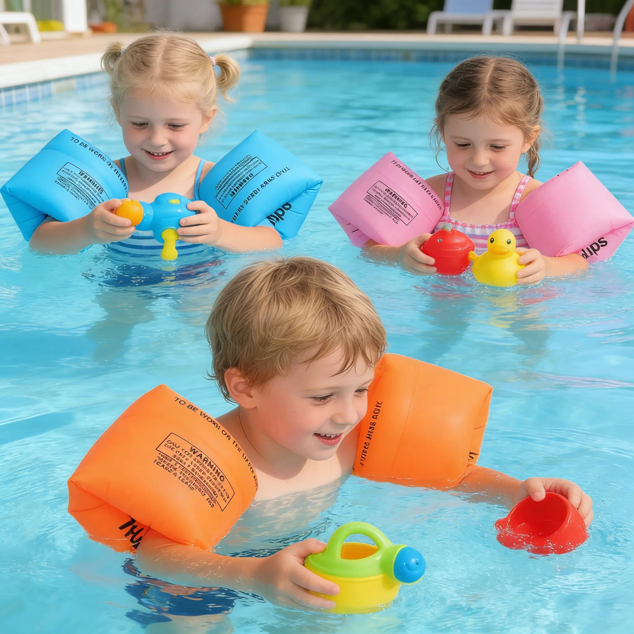 6 Pack PVC Inflatable Arm Swimming Floats - BPA-Free, Unisex Beginner Swimmer Aids with Double Airbags, Easy-to-Use for 6-12 Years Kids & Up to 150 lbs Adults, Pool Party Floaties