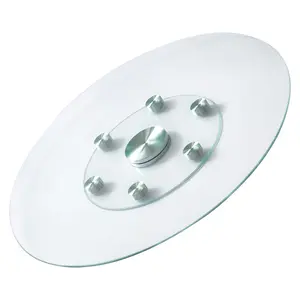 VEVOR 30 in Glass Lazy Susan Turntable, Tempered Glass Dining Table Centerpiece with 6 Rotating Wheels, 360° Smooth and Silent Spin Tabletop Rotating Tray, for Family Gatherings, Banquets & Weddings