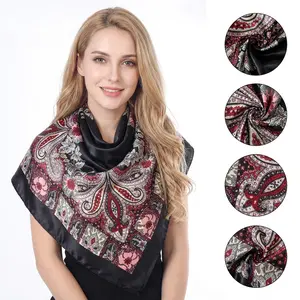 2026 Summer Must-Have Versatile Satin Headscarf Perfect for Various Styles Silky Hair and Neck Scarves 23inch Satin Bandanas for Women 6pcs Floral Print Shawl Turban Hijab poncho moo moo and scarf set