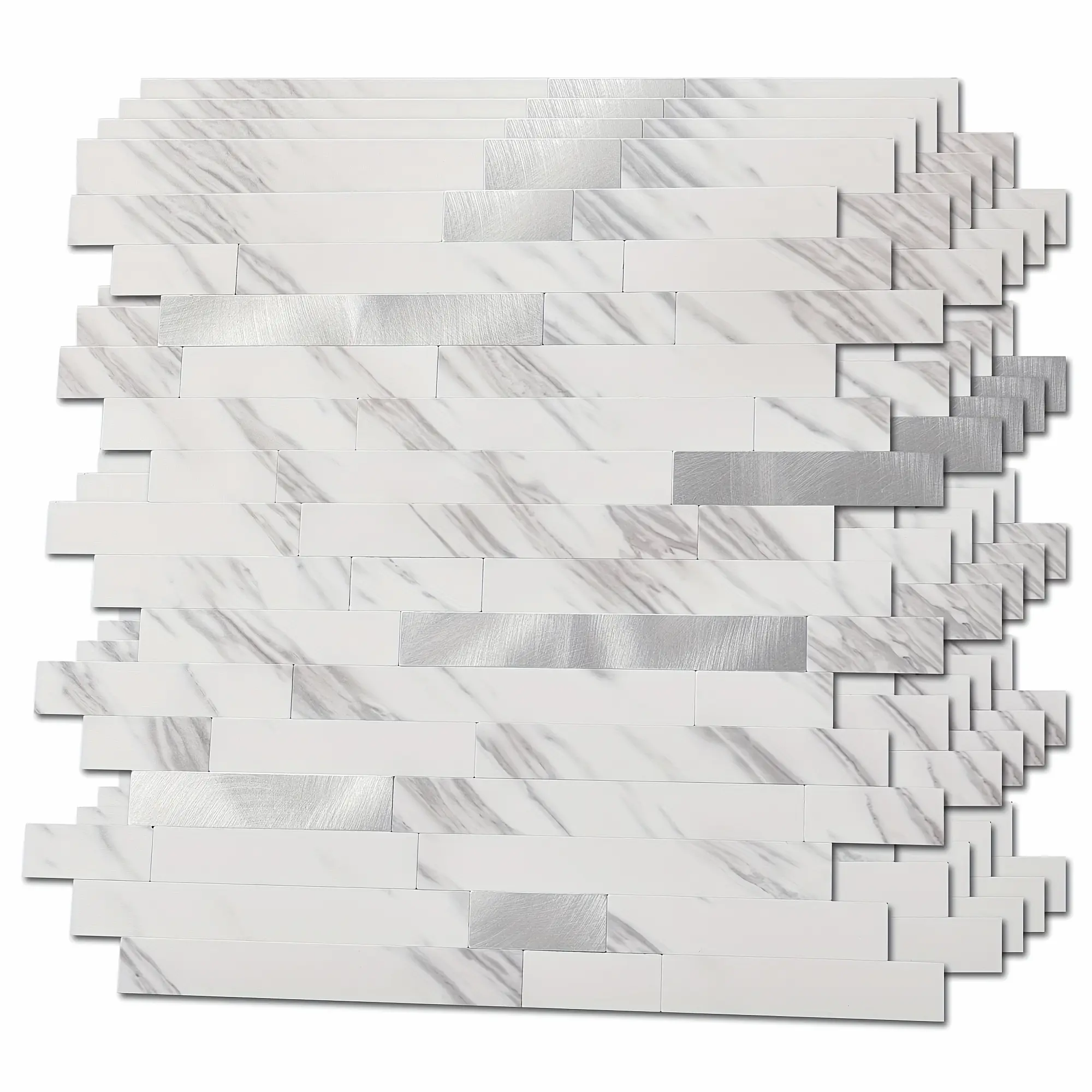10-Sheet Pack (Suitable for Kitchen, Bathroom, Fireplace) Peel and Stick Marble Wall Panels & Floor Tiles - Waterproof Suitable for Wood, Removable Wallpaper, Install, Seamless Joint, Low-Maintenance