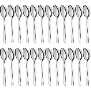 24 Pieces Tea Spoons Set, 6.2 Inches Stainless Steel Teaspoons Silverware, Coffee Spoons, Small Mirror Polished, Dishwasher Safe, Silver For Home, Restaurant