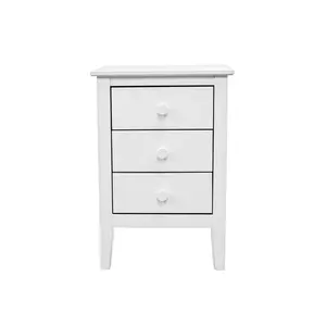212 MAIN Adeptus Solid Wood 3-Drawer End Table - White, Easy Assembly, Bedside Cabinet, Modern Indoor Accent Table for Bedroom Storage