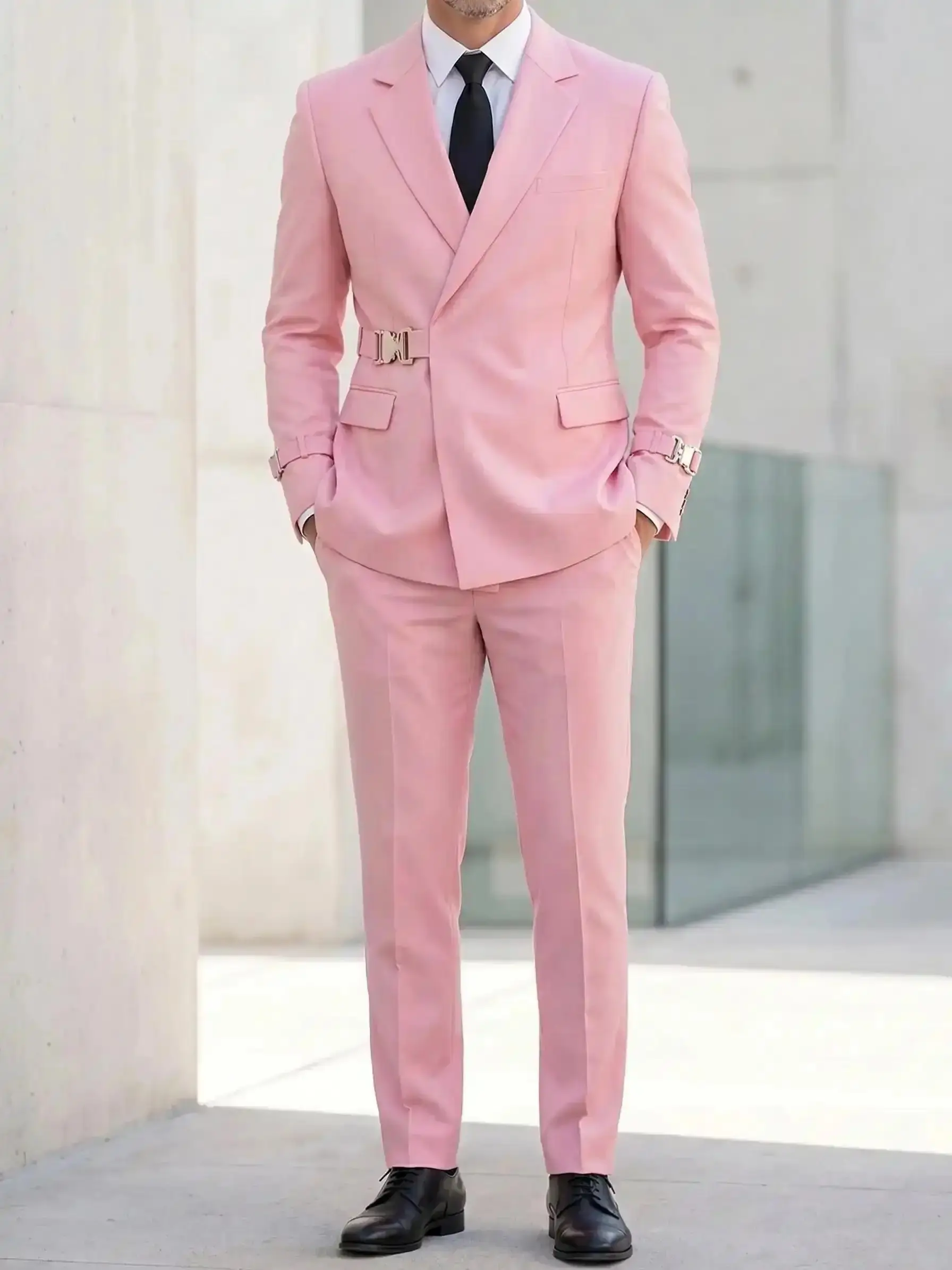 Men's 2-Piece Slim Fit Suits With Long Sleeve Retro Wedding Groom Tuxedo & Multi-Occasion Business & Party Attire & Solid Color Tailored & Pants Set for Formal& Casual Events, Modern, Versatile