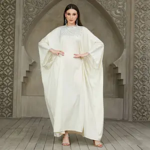 Women's Kaftan Dress，Hand-set diamond，Cuff fringe design，Women's Batwing Sleeve Kaftan Dress，Modest Fashion Long Sleeve Dress for Daily Outdoor Wear, Dresses for Women, Women's Islamic Clothing for All Seasons，Women's Solid Color Abaya Caftan Maxi