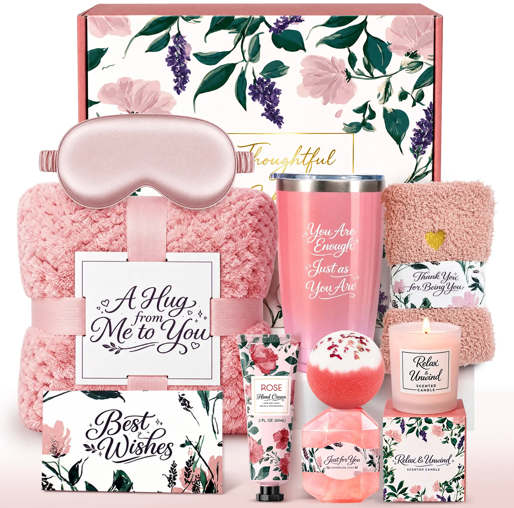 Bodyrefresh Birthday Gifts for Women Self Care Package, Thank You Gifts Get Well Soon Gift Basket for Women Thinking of You Gifts Set Sympathy Gift Inspirational Gift for Her Best Friend Mom Sister