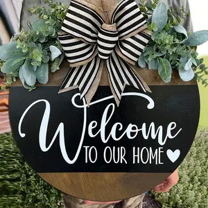 Welcome Door Front Door Decor, Decorative Welcome Door Sign, Welcome Door Wreath, Welcome Door Hanger, Welcome to Our Home Door Sign, Welcome to Our Home Wreath, Vintage Plaque Decor, Farmhouse Decoration