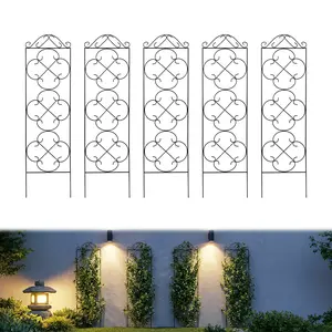 Arifaro Garden Decor Trellis for Climbing Plants Garden Raised Bed , 4 Pack 48" x 12.5" Metal Trellis for Potted Plants,  Garden Accessories Raised Garden Beds Rust-Resistant Plant Support for Indoor Outdoor Use, for Ivy Clematis Vines Flowers, Black