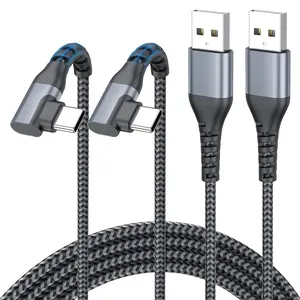 Right Angle USB C  6FT [2Pack], 90  USB-A to USB-C Charger    Data Transfer Braided for  17/16/15 Pro Max, Galaxy S25 S24 S23 S22, Pixel, iPad