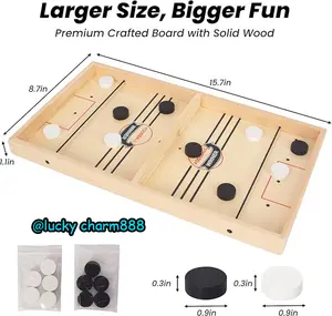 Fast Sling Puck Game - Test Your Speed and Accuracy with This Fast-Paced Wooden Air Hockey Board Game - Guaranteed Fun for Family Night or Friends Party