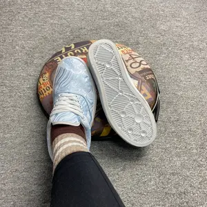 Men's 2000s Aesthetic All-Day Accessible Casual Trainers - Sneaker, Closed Cloth Sports Shoes, Fresh Light Blue Water Ripple Embroidery, Thick-Soled Breathable China-Chic All-Seasons Footwear for Youth Commuting, Size 36-48