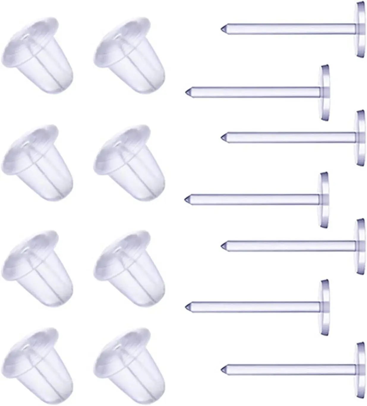 Clear Earrings for Sports/Work Plastic Earrings for Surgery/Sensitive Ears | Plastic Post Earrings Clear Stud Earrings Clear Plastic Earrings Invisible Earrings with Earring Backs 100 Pairs