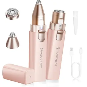 Vogcrest Portable 2 in 1 Electric Shaver and Facial Trimmer for Women - Rechargeable Eyebrow Lips Body Facial Razor - Eyebrow Trimmer