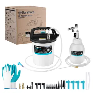 #fathersdaygift DURATECH 3L Pneumatic Brake Bleeder Vacuum Pump Kit, One Person Brake Bleeder Kit with Work Gloves and 23-Piece Adapters, Brake Flush Kit/Clutch Bleeder Kit for Cars, Motorcycles, SUVs, Light Trucks