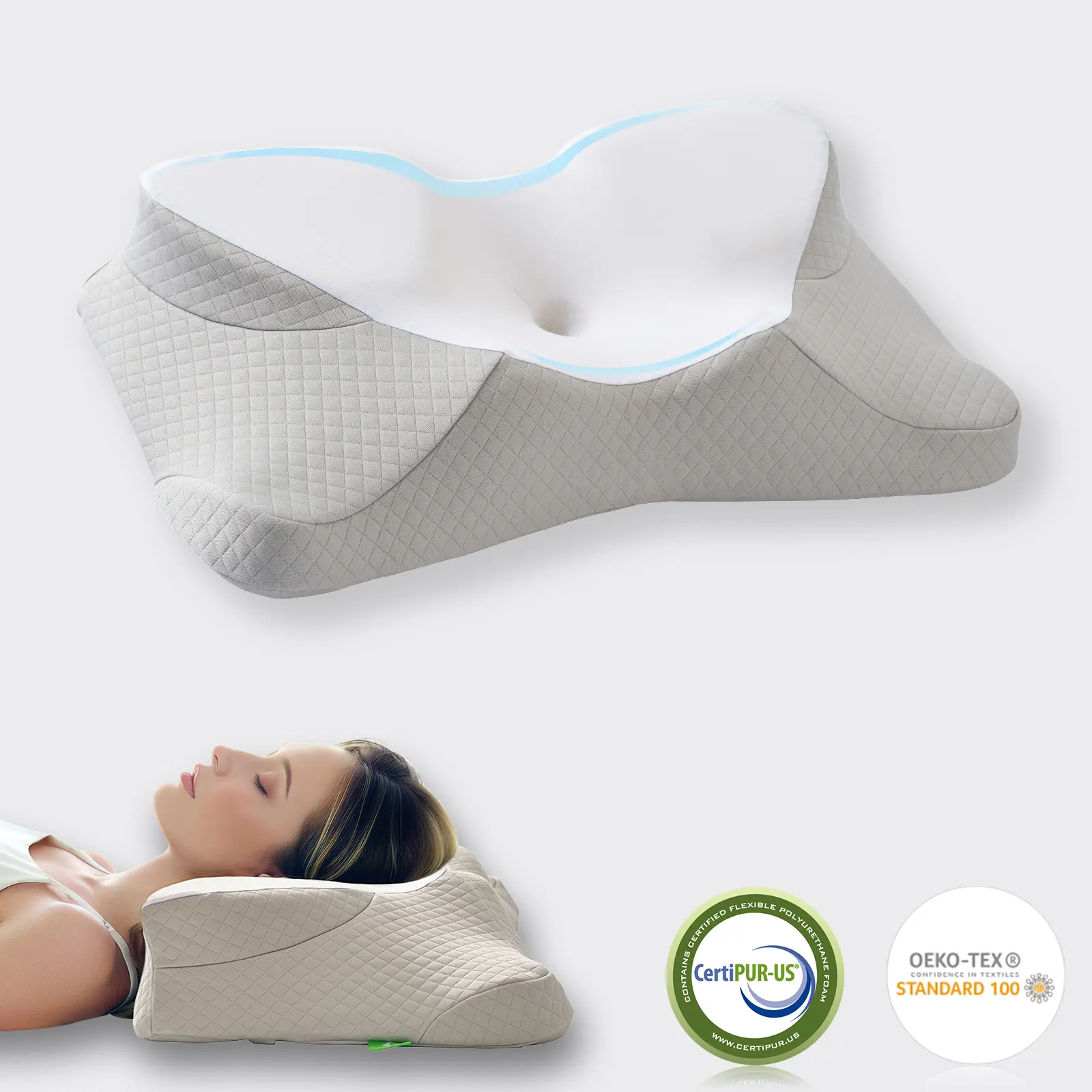 VIZIM Semi-Wrapped Cloud Pillow, 360° Neck & Shoulder Support for Pain-Free Sleep, Central Cavity Design for Head Relief, The Thoughtful Relaxation Gift for Your Family, Premium Breathable Bed Pillow for All Sleeping Positions