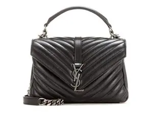 Pre-owned Yves Saint Laurent YSL Saint Laurent College Black Silver Postman Bag Shoulder Bag with Shoulder Strap 24*5.5*17cm