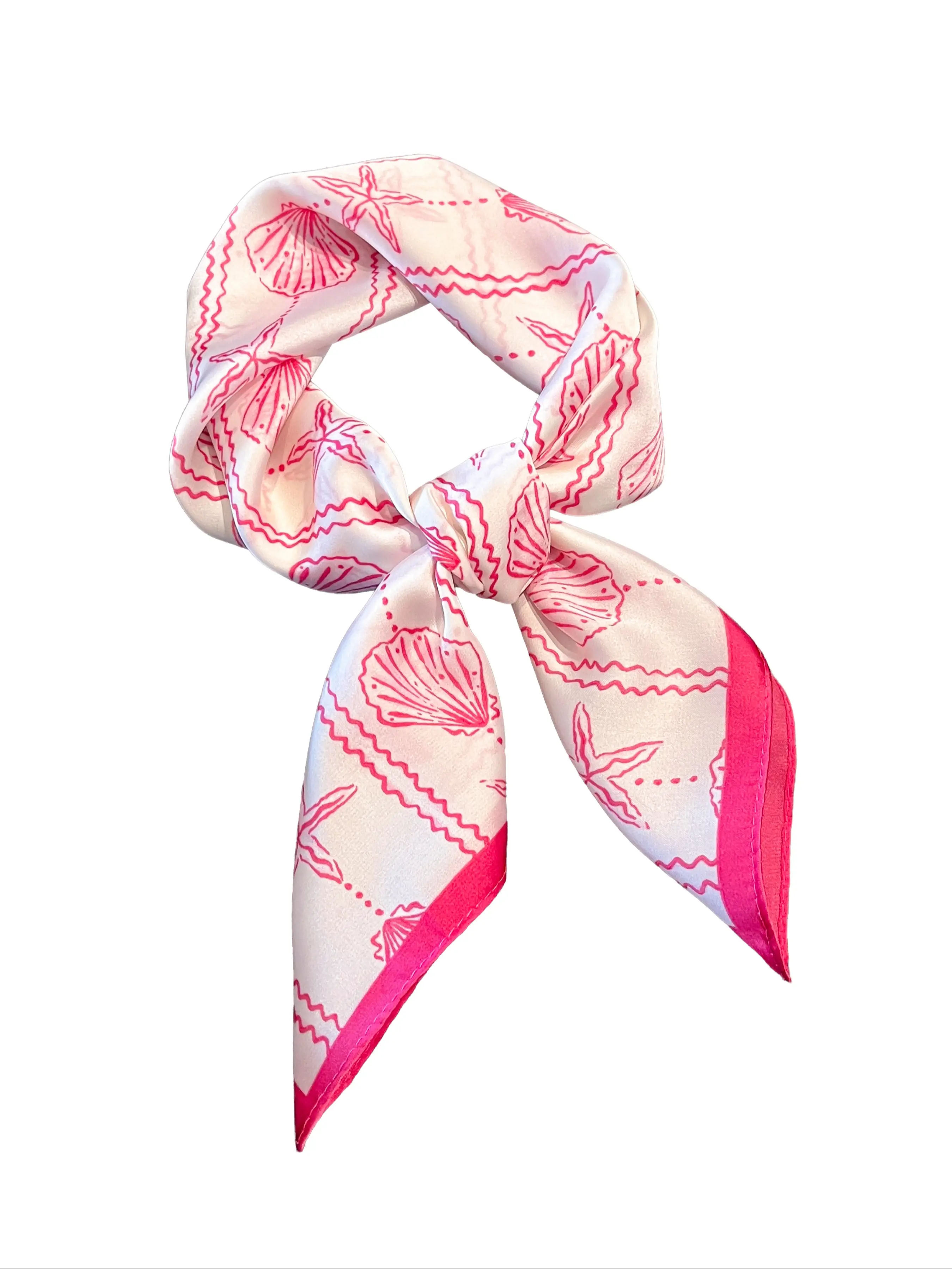 Women's Starfish Shell Print Silk Scarf, Lightweight Smooth Drape Neck Wrap, Elegant Fashion Accessory for Spring Summer, Fashion Shawl