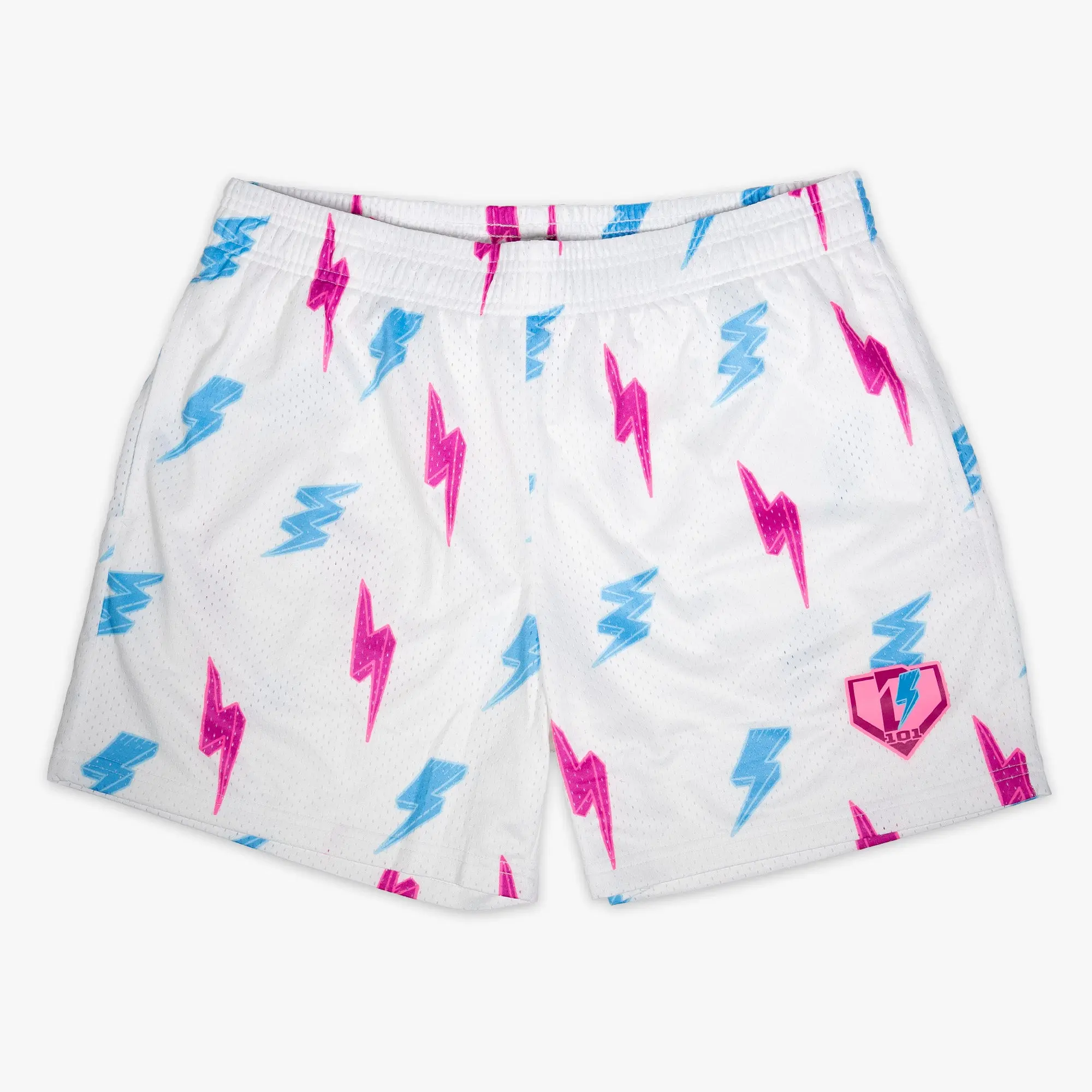 Rain Delay Lightning Bolt Mesh Shorts - Baseball Lifestyle for Youth & Adults | Lightweight & Breathable Summer Sports Shorts for Casual & Outdoor Style for Women & Men | Baseball Training, Gym & Everyday Activewear | Perfect Gift for Him