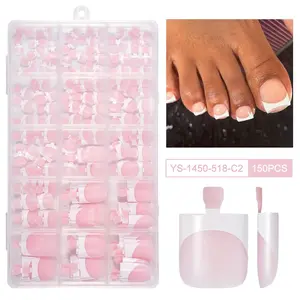150 Pcs French Short Nude Toe Nails, Self-Adhesive Reusable Waterproof Pedicure Stickers, Home/salon DIY Foot Nail Art for Women