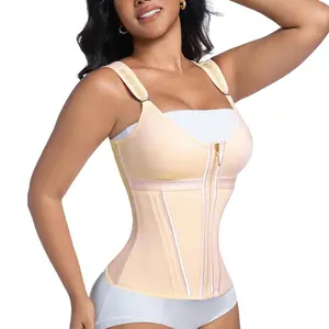 Women's Basic Colombian Fajas Tummy Tuck Shapewear Sculpting Vest - High Elasticity, Zipper-Closure, Waist Trainer Corset, Compression Fit Shaper Clothes for Casual Wear