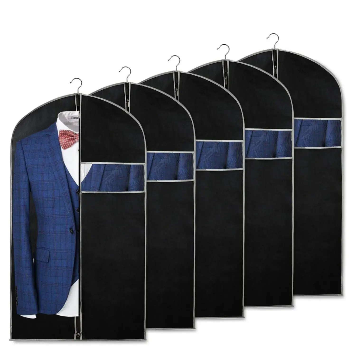 5Pcs Suit Bags Garment Bag for Men Storage, 40-Inch Suit Bags for Closet Storage for Suit Jacket, Skirt, Shirt and Coat (Black & Grey) - Home Improvement.