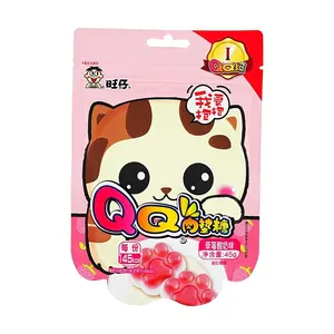 WANT WANT Cat Paw QQ Candy Strawberry Yogurt Flavor - Soft & Chewy Gummy Snacks 45g