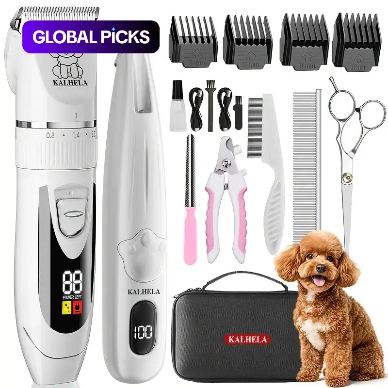 2-in-1 Low-Noise Wireless Pet Hair Clipper Kit, Supplies, Professional Grooming Tool for Dogs and Cats, Ideal for Large Pets and Long-Haired Animals #GLOBAL PICKS