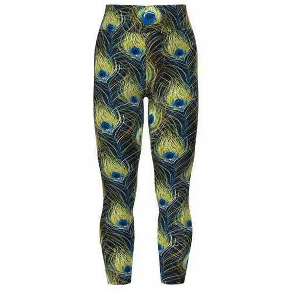 LuLaRoe Women's High-Stretch Skinny Slim-Fitting Leggings - Black Multi Peacock Feathers Design, Buttery Soft Polyester-Spandex Women's Bottoms, Smooth Fabric, Ultra Stretch