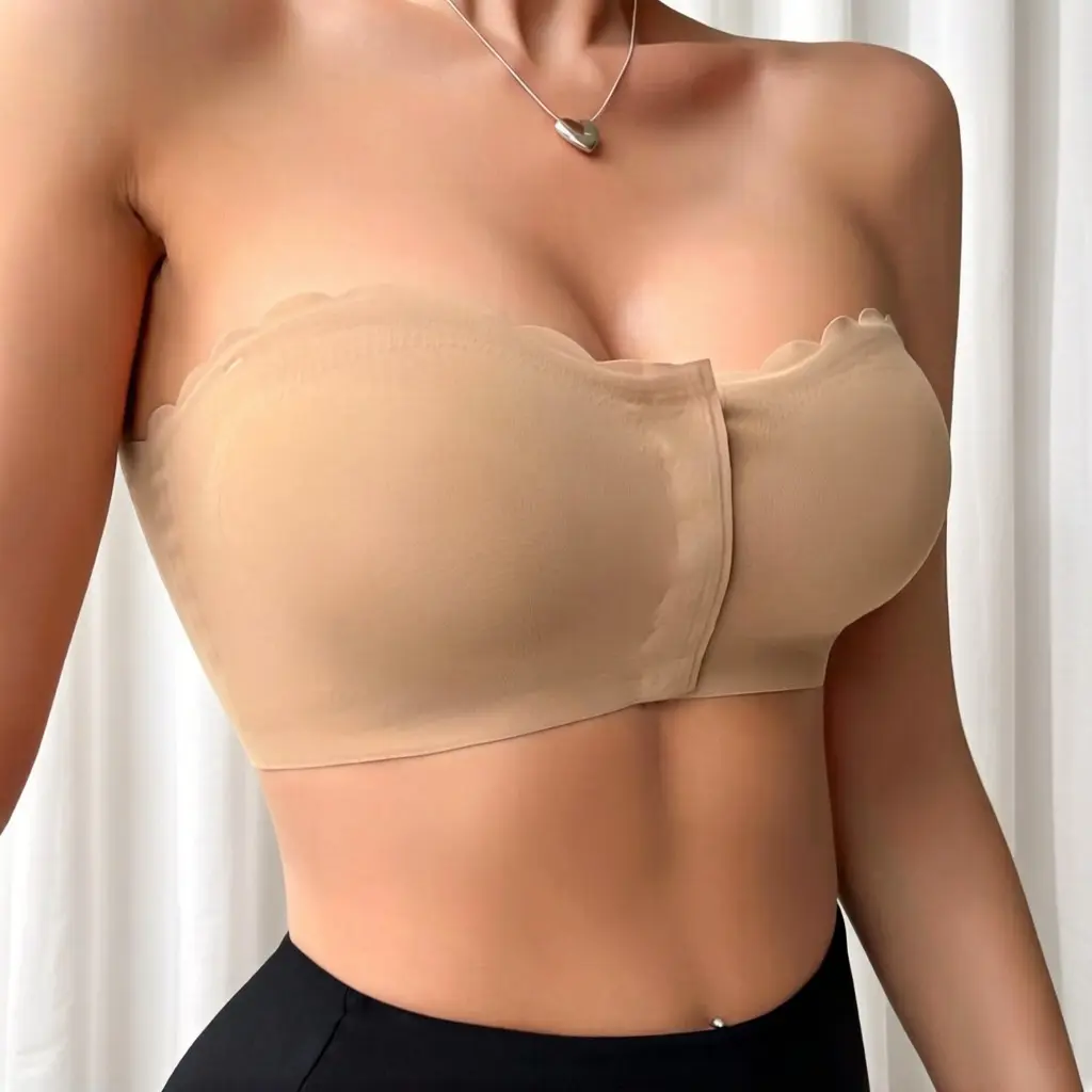 Women's Strapless Black Pink Camel Leopard Print Bralette - S-XL Sizes, Seamless Design, Smooth Fabric, Comfortable Fit, Perfect for Everyday Wear