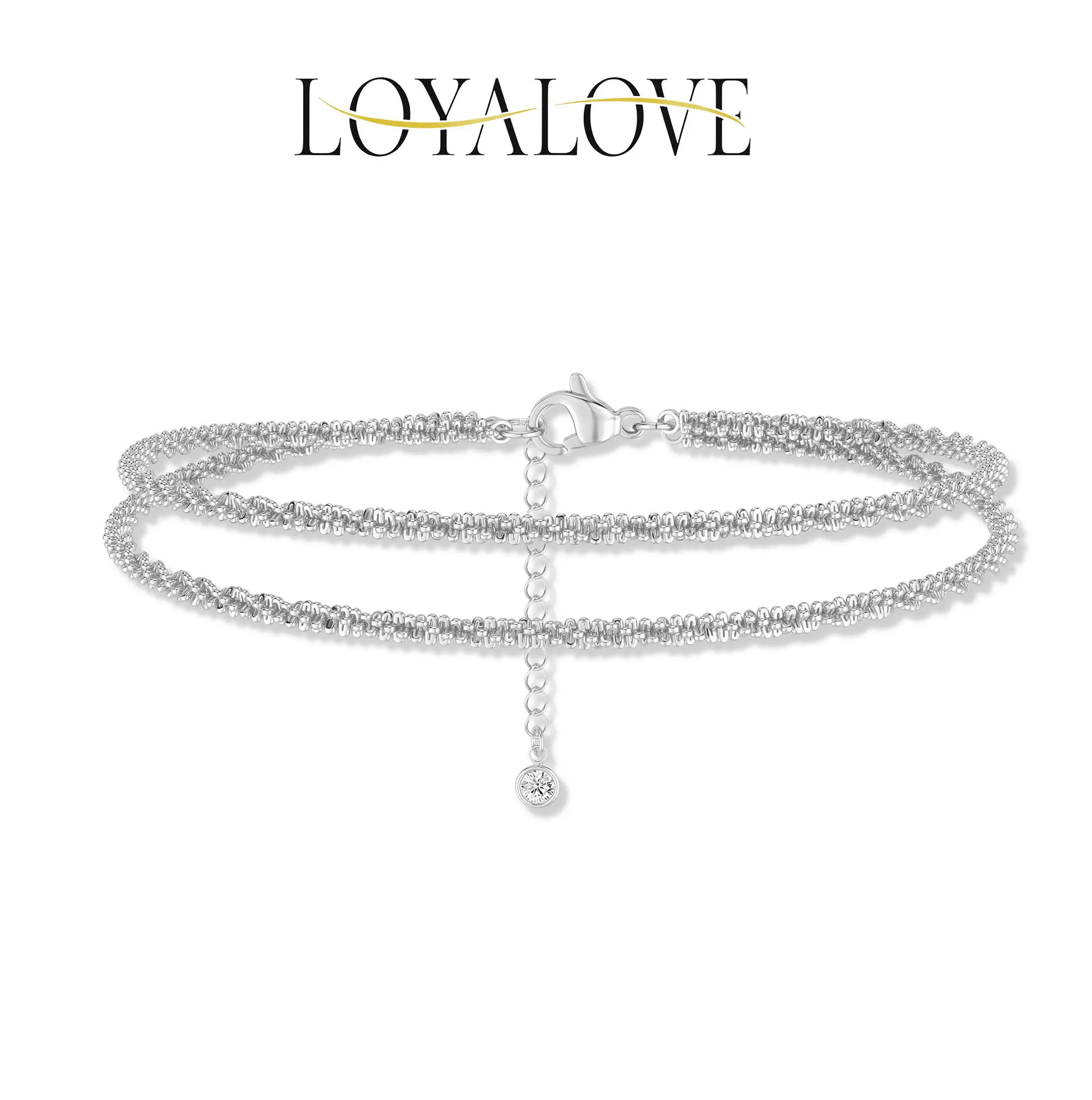 Loyalove 14K Gold Planted Sterling Silver Ankle Bracelets for Women Dainty Waterproof Anklet  Adjustable Anklet Set Stackable Beach Summer Jewelry Gift