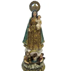 Virgin de la Caridad del Cobre 8" - Handcrafted Religious Statue with Detailed Gold Accents and Adorable Children