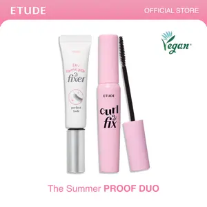 [ETUDE Official] Curl Fix Mascara & Dr. Mascara Fixer Set | 24H Smudge Proof Lashes | Volumizing & Lengthening | Waterproof & Clump-Free