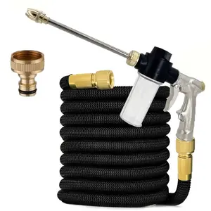 Expandable Garden Hose Jet with Spray Nozzle, Rubber Water Pipe with Quick Connectors, Durable Outdoor Garden Watering for Car Washing and Planting, High Pressure Hose