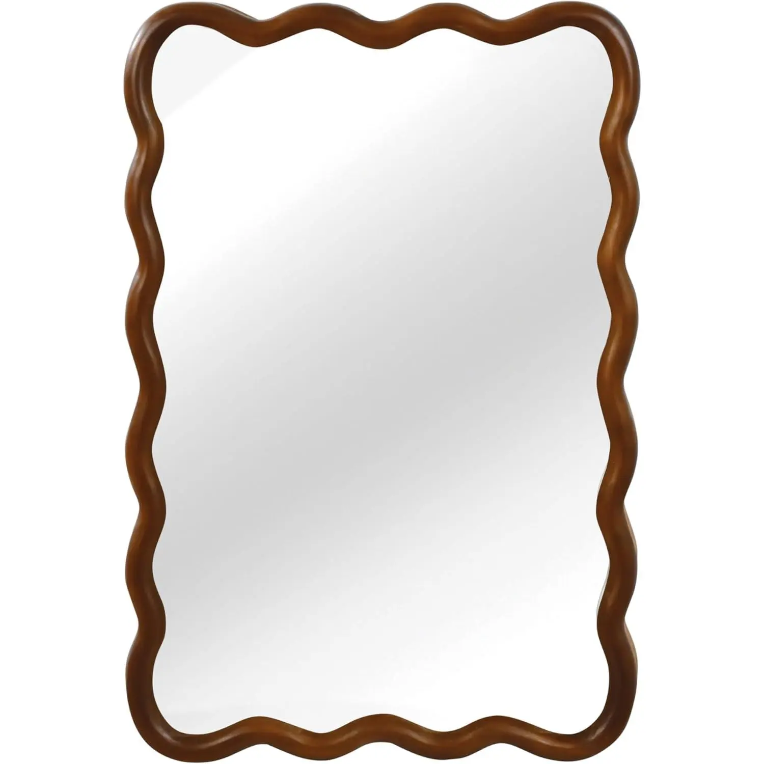 Elountik 20x30 Inch Wavy Frame Solid Wood Wall Mirror with Clear Tempered Glass for Living Room, Bedroom, Bathroom, Entryway
