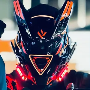 Cyberpunk Cool Punk Sci-Fi Mask - 3 Styles, Red & White Design, Horn Design, Cosplay Photo Props, Ideal for Gifts & Basic Collectibles Plastic