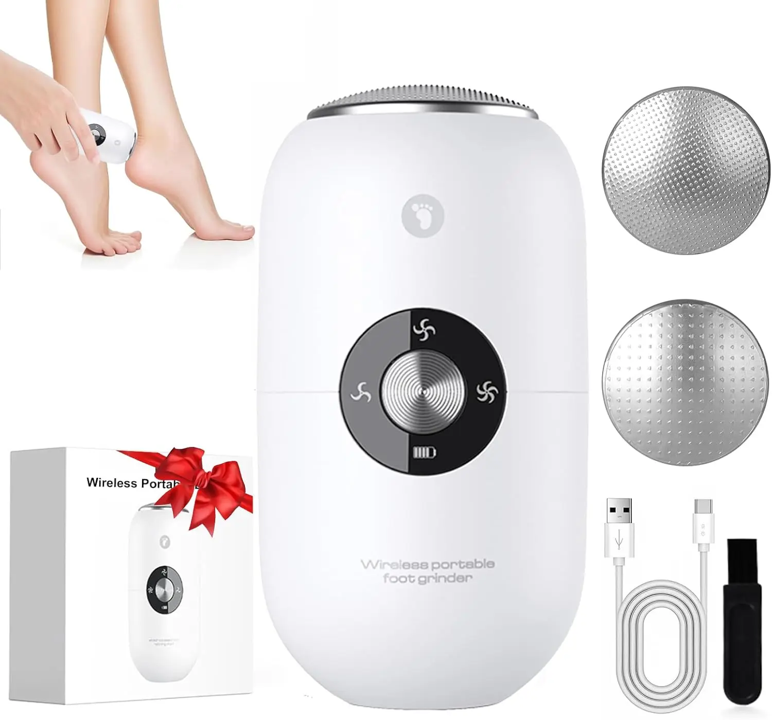 CURVY MOON Electric Foot Callus Removers Rechargeable,Portable Electronic Foot Filer, Electric Callus Remover Kit,Professional Pedi Feet Care Perfect for Dead,Hard Cracked Dry Skin Ideal GiftPortable USB Electric Foot Callus Remover Cordless Daily summerw