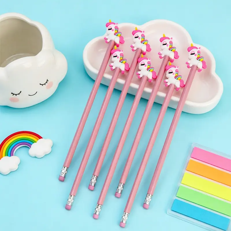 15/25pcs Creative and Adorable Unicorn-shaped Wooden Pencils for Campus Design with a Theme. Creative Gifts from the Unicorn Series for the School Opening Season and Returning to School Season. Colors are Random.