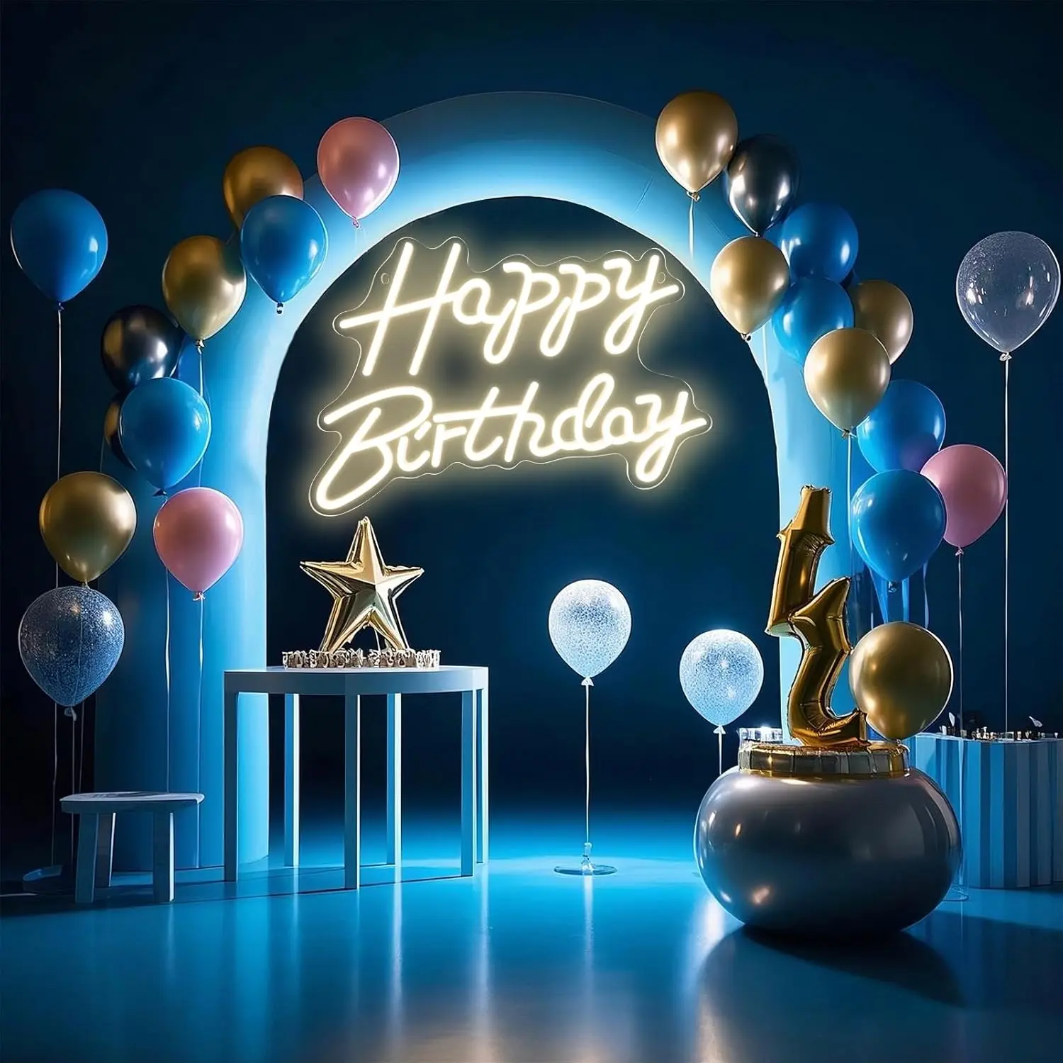 MICRENCY Letter Shape Happy Birthday LED Luminous Letters Neon Sign, Warm Lighting, USB-2A Power Supply, USB Power Options, Versatile Use Birthday Party Decorations, Home Festive Decor