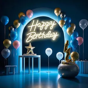 MICRENCY Letter Shape Happy Birthday Neon Glow Sign, Warm Lighting LED Decor, USB-2A Power Supply, Ideal for Birthday Party, Home Decor summerwins
