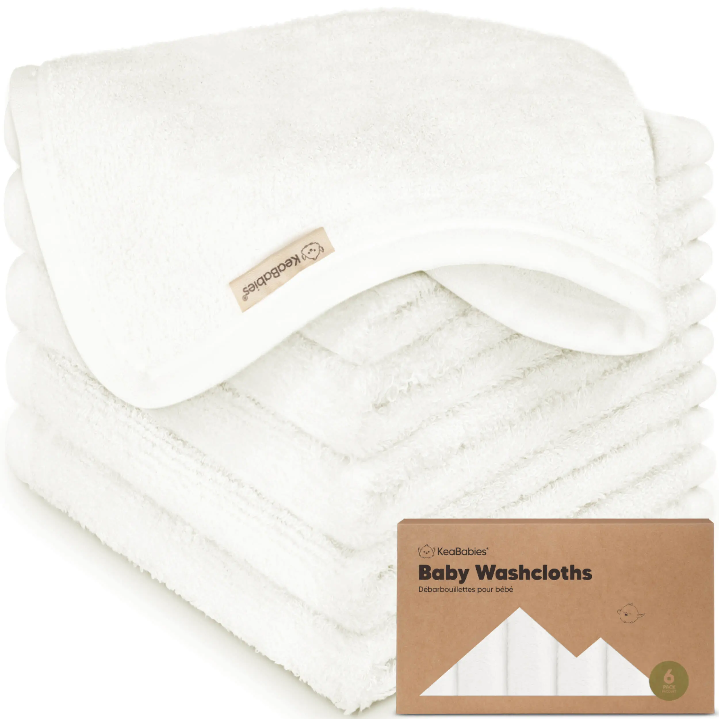 6-Pack Baby Washcloths – Soft Absorbent Viscose from Bamboo Washcloths for Face, Body, Baby Towels for Newborn, Kids, Toddlers, Infant, Gentle on Sensitive Skin, 10x10 Reusable Face Towels