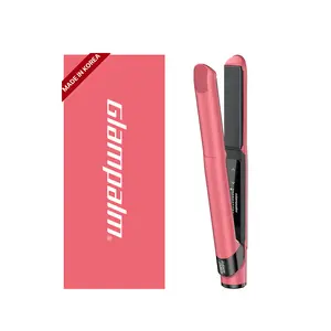 GLAMPALM GlamMuse 1" Hair Straightener - All-Ceramic Flat Iron Infused with Vita-C, Salon Results with Less Heat Damage, Trusted by K-Pop Hair Stylists, Dual Voltage Hair Straightener, Silk Press (GP201T Blush Pink)