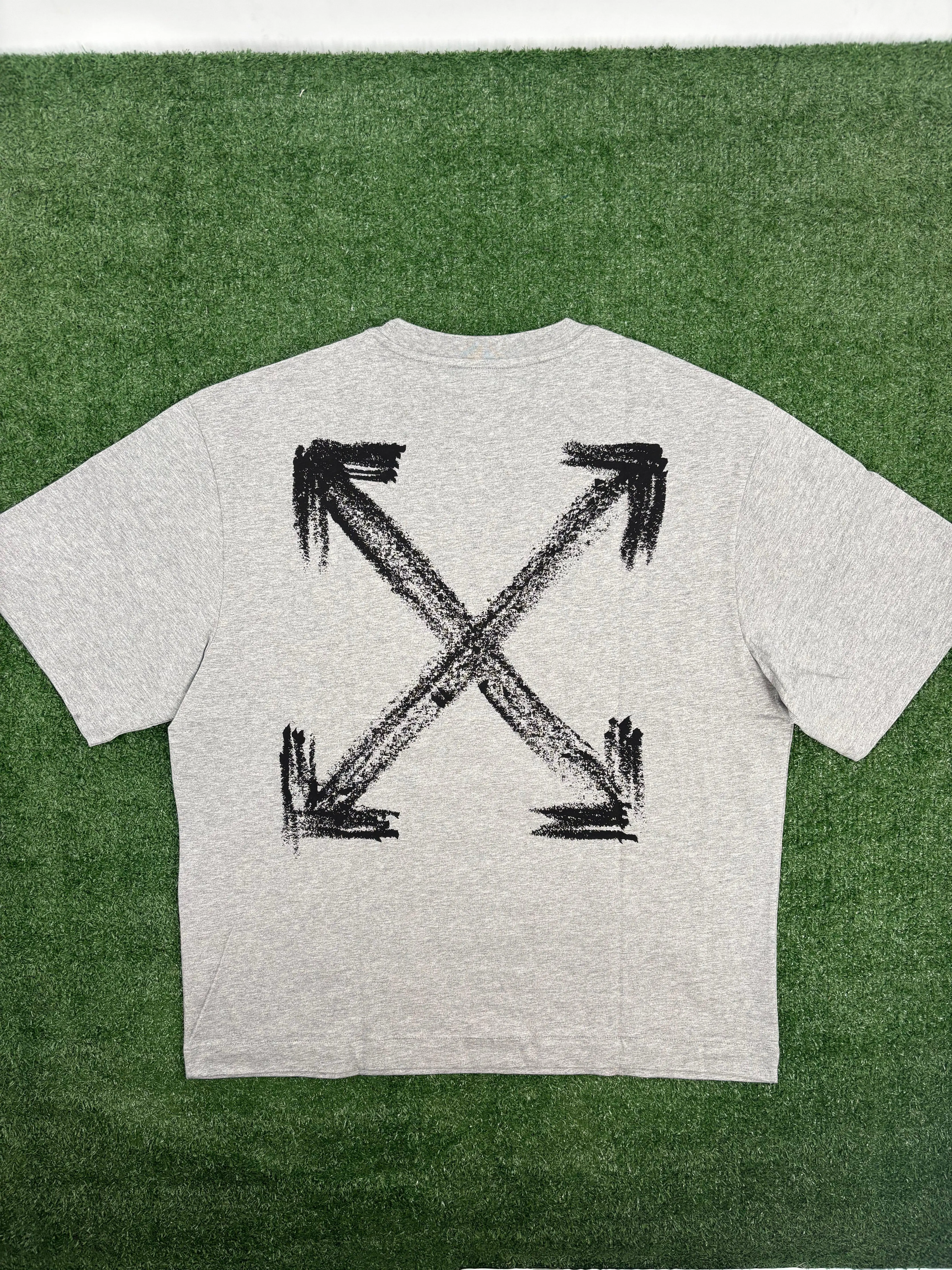 OFF-WHITE "Chalk Arrows" Heather Grey Skate T-Shirt Size XL