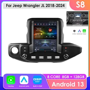 2DIN Android 14 Car Video Player with QLED LED Display Screen, Car Screen, GPS Navigation, Bluetooth, WiFi for Jeep Wrangler JL/Gladiator 2018-2023 Auto Radio Multimedia System